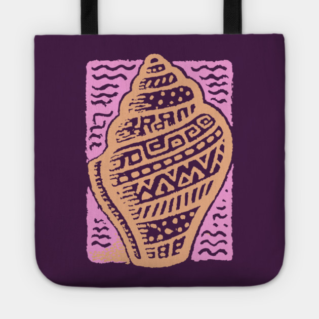 Sunset Conch Shell | Warm Beach Folk Art Tote by TuncGK