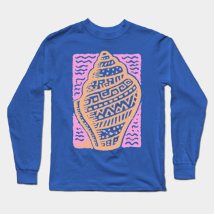Sunset Conch Shell | Warm Beach Folk Art Long Sleeve T-Shirt
