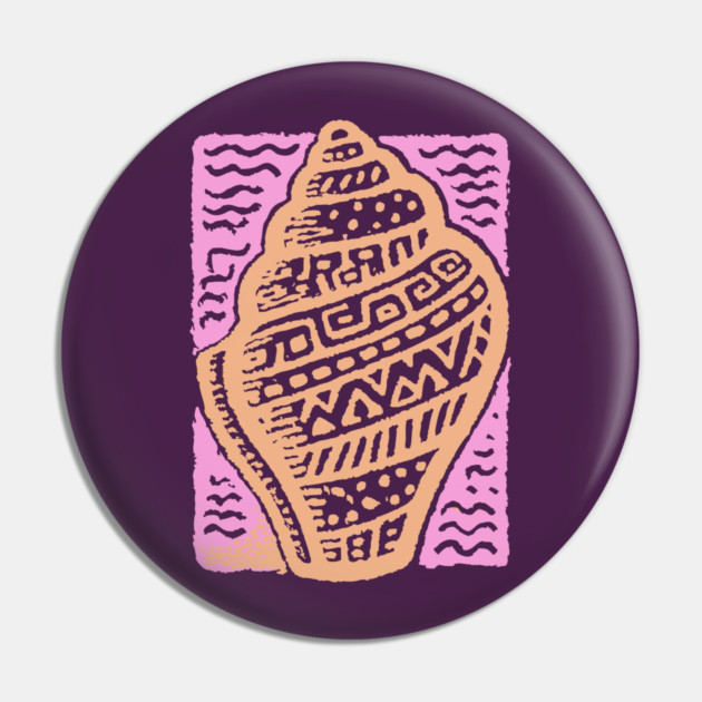 Sunset Conch Shell | Warm Beach Folk Art Pin by TuncGK