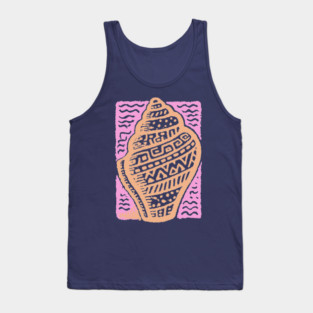 Sunset Conch Shell | Warm Beach Folk Art Tank Top