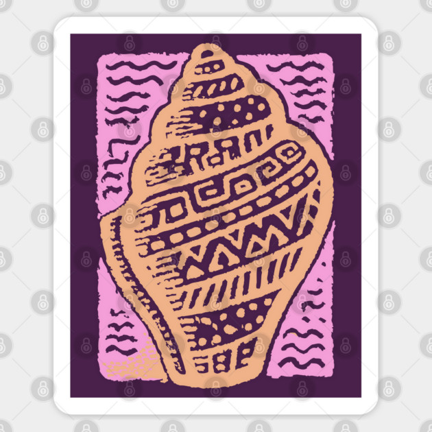 Sunset Conch Shell | Warm Beach Folk Art Sticker by TuncGK