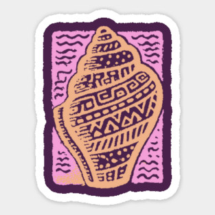 Sunset Conch Shell | Warm Beach Folk Art Magnet