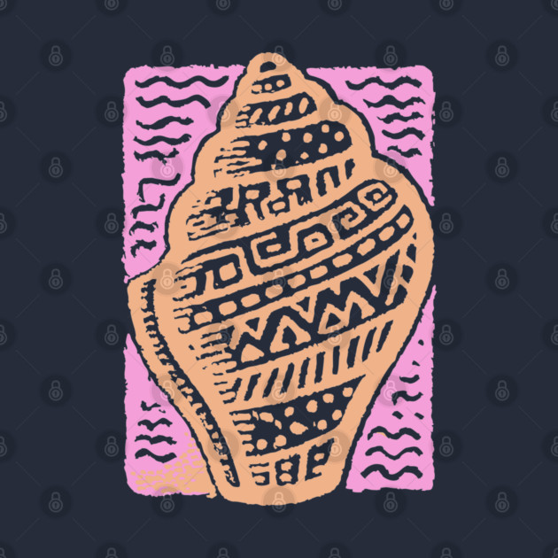 Sunset Conch Shell | Warm Beach Folk Art by TuncGK