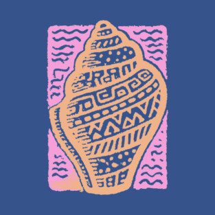 Sunset Conch Shell | Warm Beach Folk Art T-Shirt