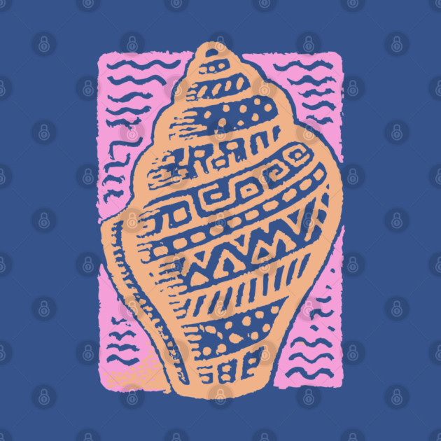 Sunset Conch Shell | Warm Beach Folk Art by TuncGK