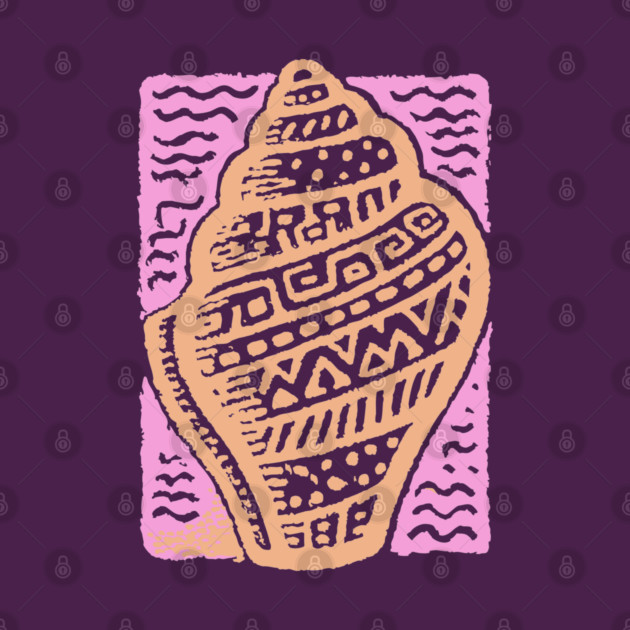 Sunset Conch Shell | Warm Beach Folk Art by TuncGK