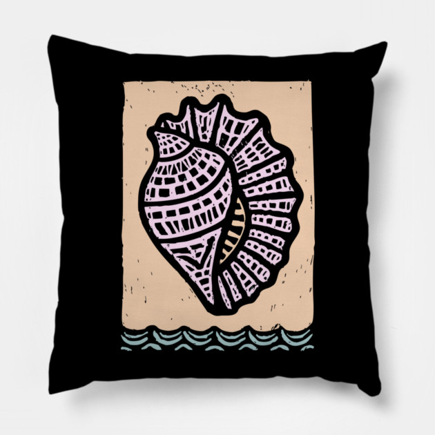 Minimalist Conch Shell | Elegant Line Art Pillow by TuncGK