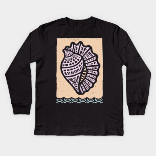 Minimalist Conch Shell | Elegant Line Art Kids Long Sleeve T-Shirt