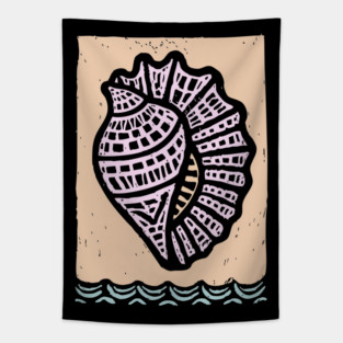 Minimalist Conch Shell | Elegant Line Art Tapestry