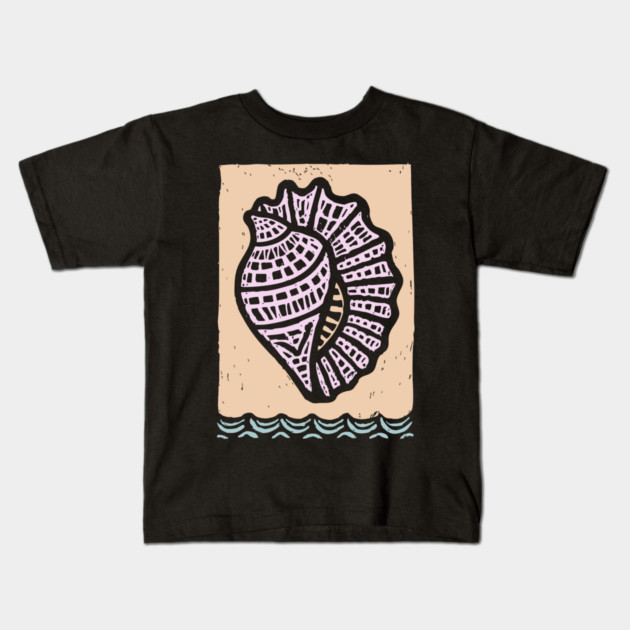 Minimalist Conch Shell | Elegant Line Art Kids T-Shirt by TuncGK