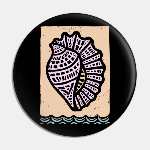 Minimalist Conch Shell | Elegant Line Art Pin by TuncGK