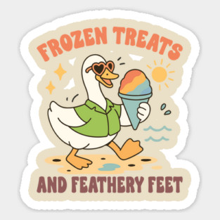 Frozen Treats and Feathery Feet Goose Sticker