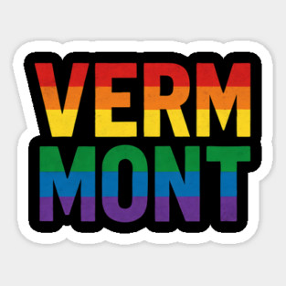 Vermont Pride Rainbow Text - LGBTQ+ State Pride Design for Equality and Love Sticker