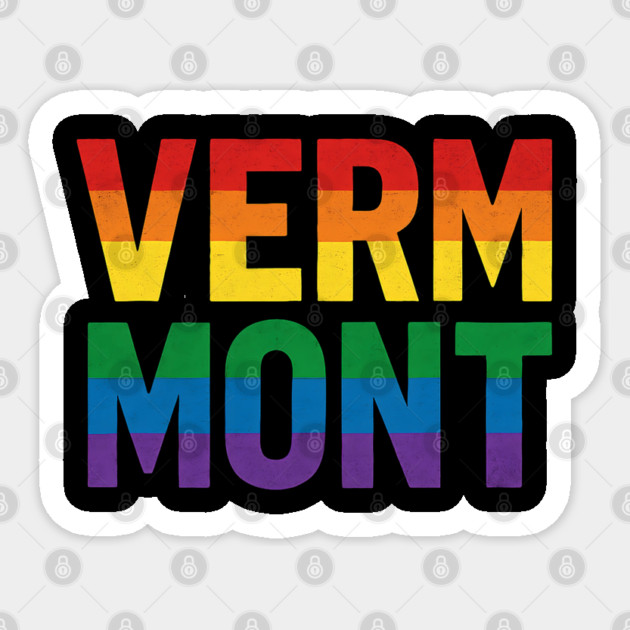 Vermont Pride Rainbow Text - LGBTQ+ State Pride Design for Equality and Love Sticker by WarFX Designs