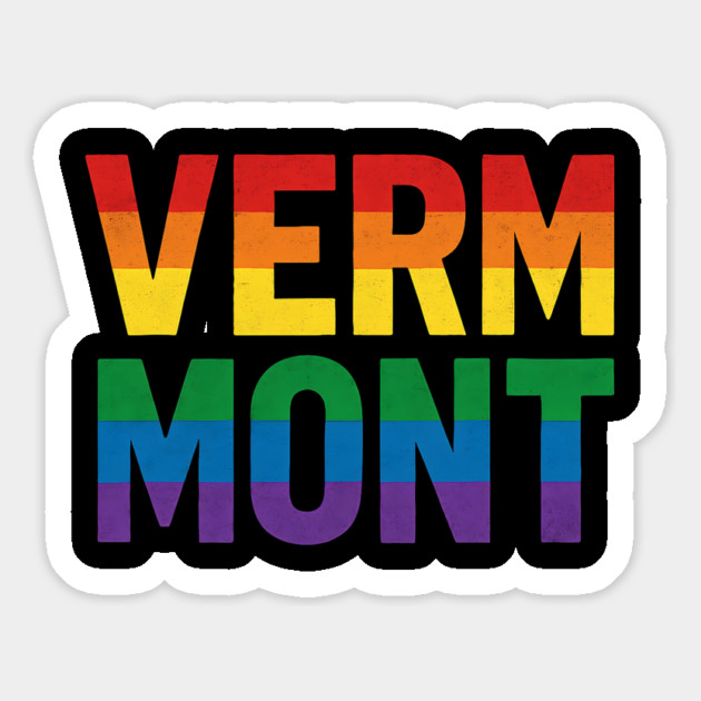 Vermont Pride Rainbow Text - LGBTQ+ State Pride Design for Equality and Love Magnet by WarFX Designs