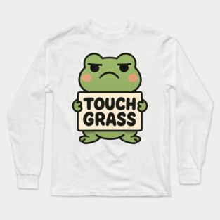 Frog Touch Grass Meme Long Sleeve T-Shirt