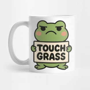 Frog Touch Grass Meme Mug
