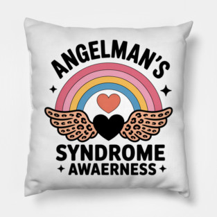 Boho Rainbow Angelman Syndrome Awareness Warrior Neurologist Pillow