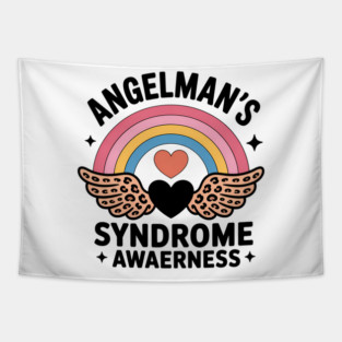 Boho Rainbow Angelman Syndrome Awareness Warrior Neurologist Tapestry