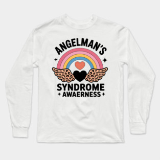 Boho Rainbow Angelman Syndrome Awareness Warrior Neurologist Long Sleeve T-Shirt