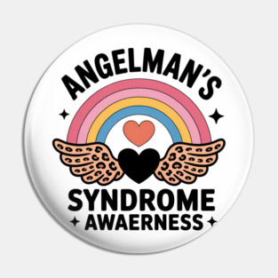 Boho Rainbow Angelman Syndrome Awareness Warrior Neurologist Pin