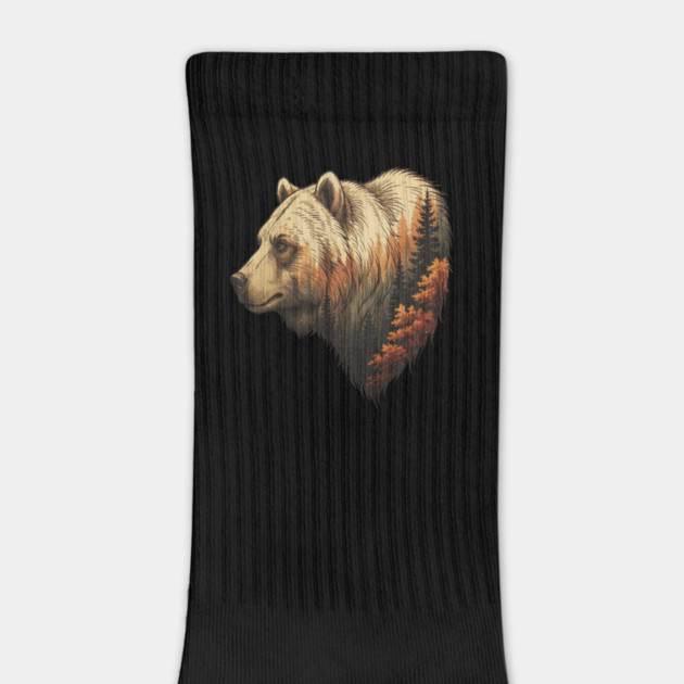 Grizzly Bear Double Exposure Autumn Forest Graphic by BirdsnStuff