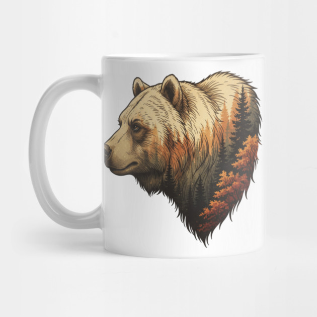 Grizzly Bear Double Exposure Autumn Forest Graphic by BirdsnStuff