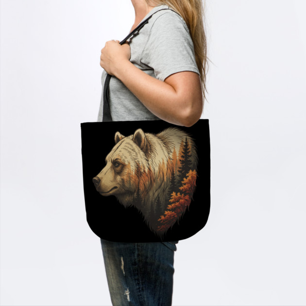 Grizzly Bear Double Exposure Autumn Forest Graphic by BirdsnStuff