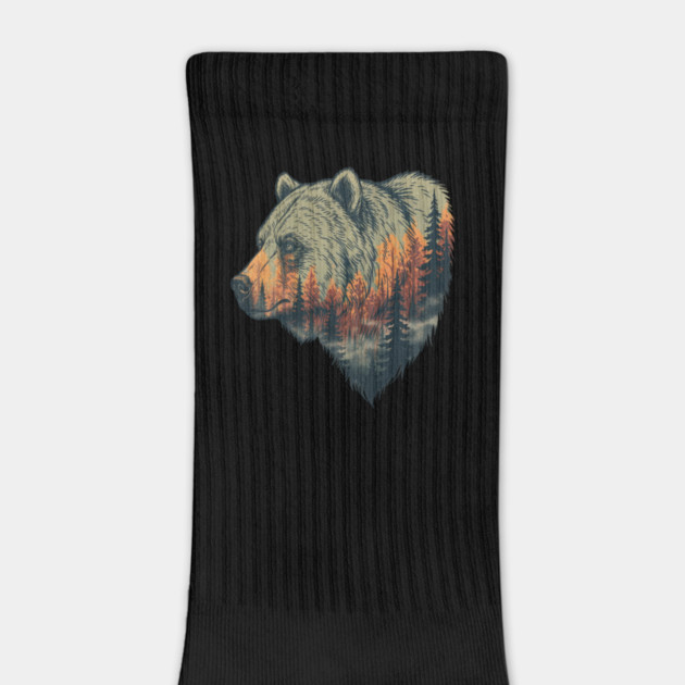 Grizzly Bear Double Exposure Pine Forest Nature by BirdsnStuff