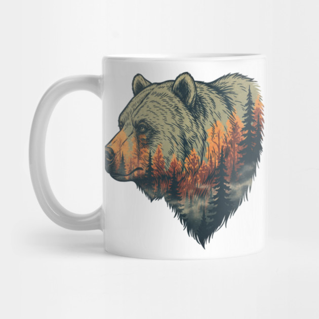Grizzly Bear Double Exposure Pine Forest Nature by BirdsnStuff