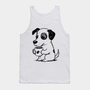 Coffee Dog Sketch Tank Top