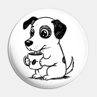Coffee Dog Sketch Pin