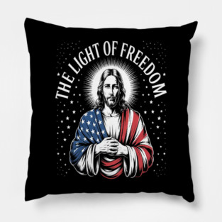 The Light Of Freedom Shines Within Jesus And Liberty Pillow