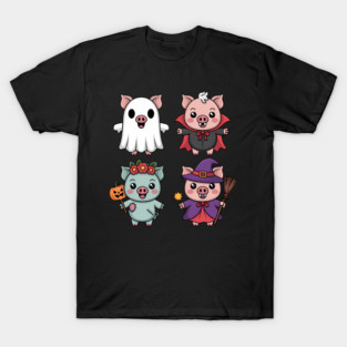 Cute Zombie Halloween Pig Costume Ghost, Vampire Fall Spooky T-Shirt