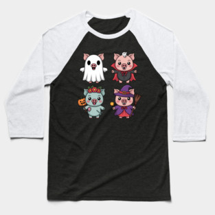 Cute Zombie Halloween Pig Costume Ghost, Vampire Fall Spooky Baseball T-Shirt