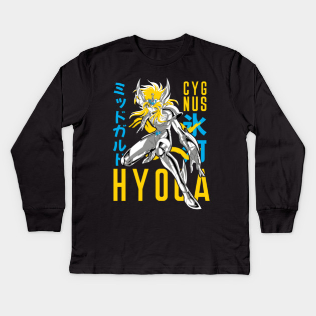 Cygnus Hyoga Saint Seiya Dynamic Pose Kids Long Sleeve T-Shirt by Otaku Vibes