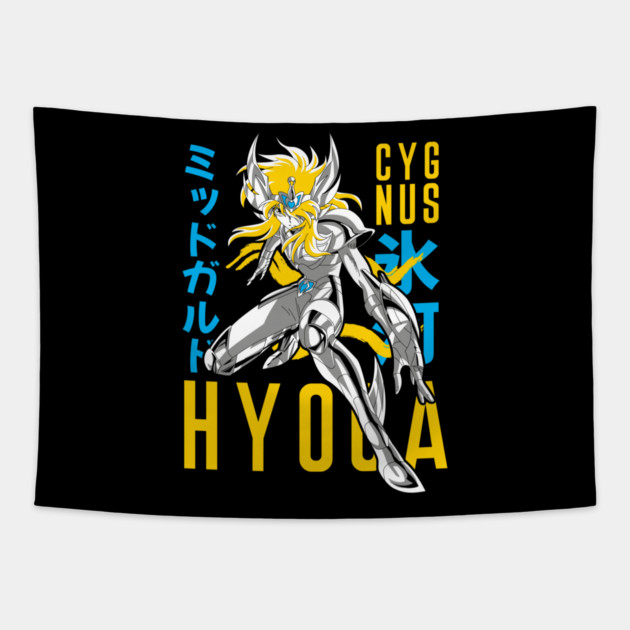 Cygnus Hyoga Saint Seiya Dynamic Pose Tapestry by Otaku Vibes