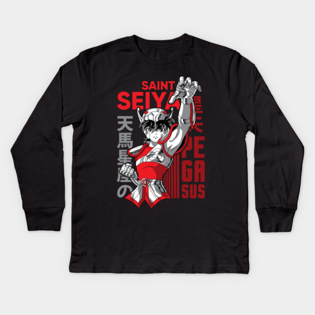 Pegasus Seiya Saint Seiya Heroic Pose Kids Long Sleeve T-Shirt by Otaku Vibes