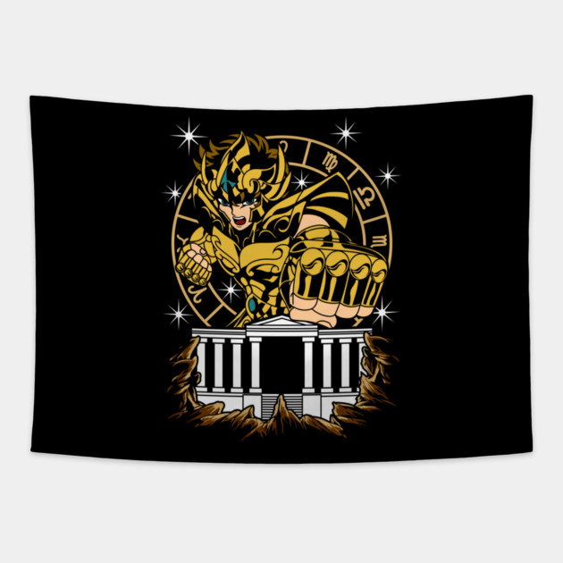 Leo Aiolia Saint Seiya Zodiac Power Tapestry by Otaku Vibes