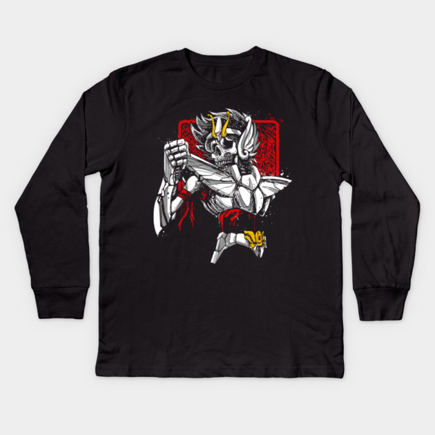 Pegasus Seiya Skeleton Saint Seiya Dark Art Kids Long Sleeve T-Shirt by Otaku Vibes