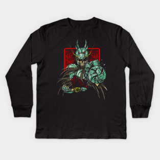Dragon Shiryu Skeleton Saint Seiya Dark Art Kids Long Sleeve T-Shirt