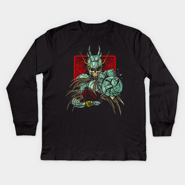 Dragon Shiryu Skeleton Saint Seiya Dark Art Kids Long Sleeve T-Shirt by Otaku Vibes