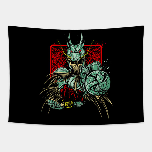 Dragon Shiryu Skeleton Saint Seiya Dark Art Tapestry by Otaku Vibes