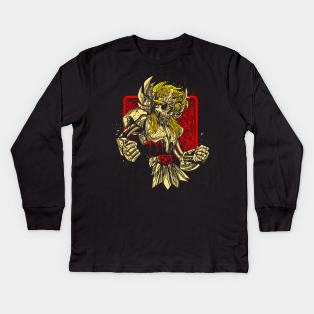 Cygnus Hyoga Skeleton Saint Seiya Dark Art Kids Long Sleeve T-Shirt by Otaku Vibes