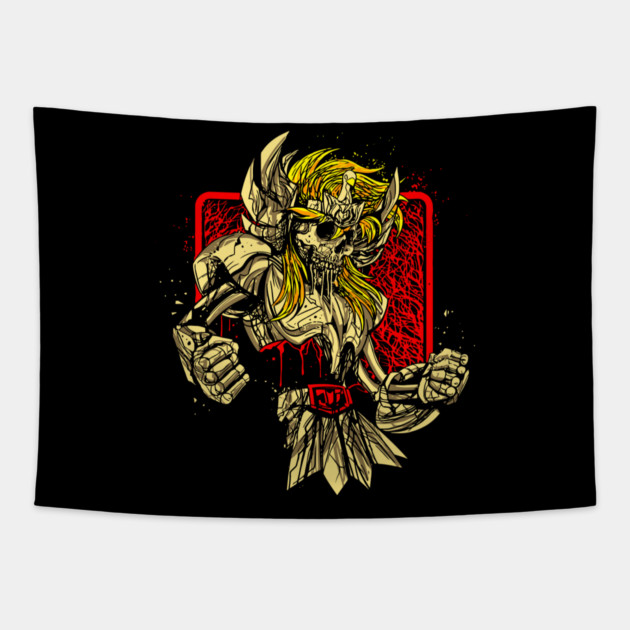 Cygnus Hyoga Skeleton Saint Seiya Dark Art Tapestry by Otaku Vibes
