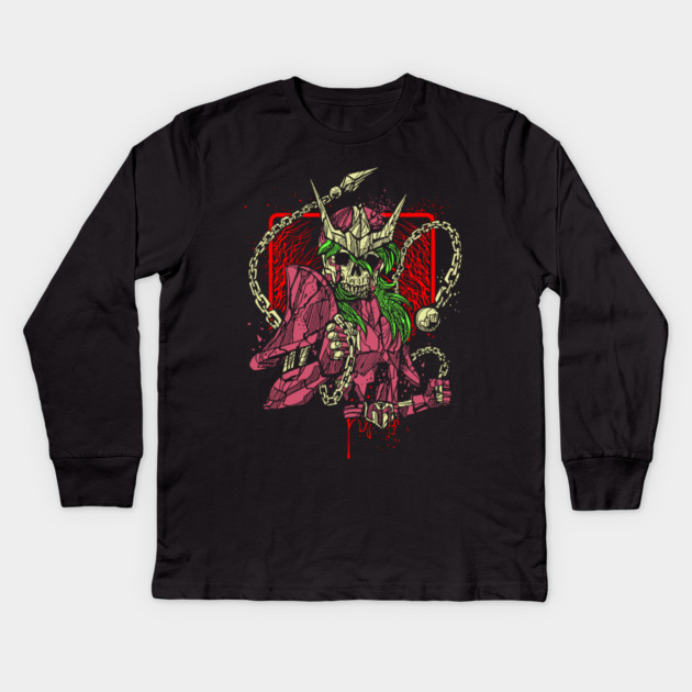 Andromeda Shun Skeleton Saint Seiya Dark Art Kids Long Sleeve T-Shirt by Otaku Vibes