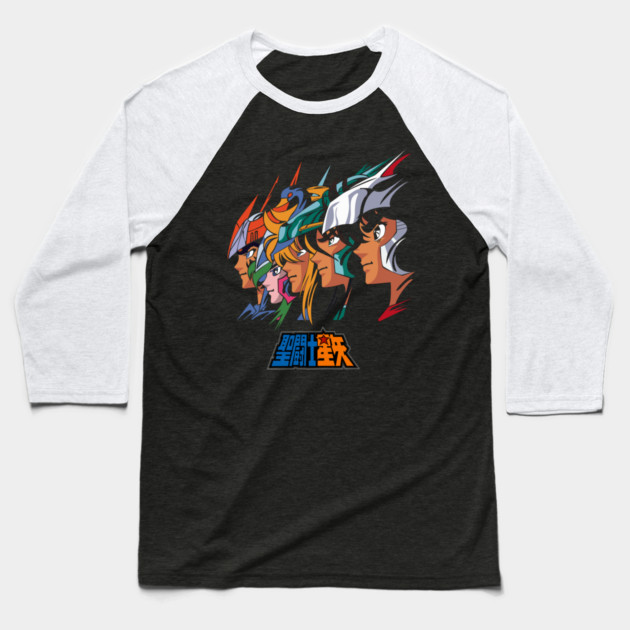 Saint Seiya Bronze Saints Team Portrait Baseball T-Shirt by Otaku Vibes