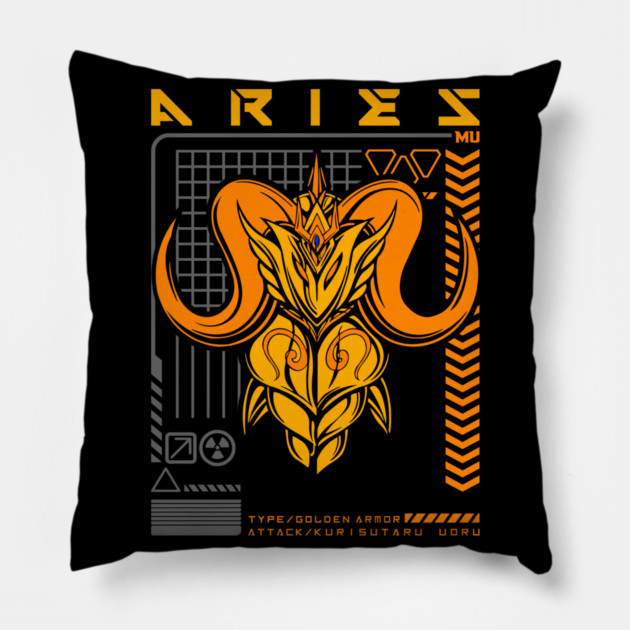 Aries Mu Saint Seiya Futuristic Armor Pillow by Otaku Vibes