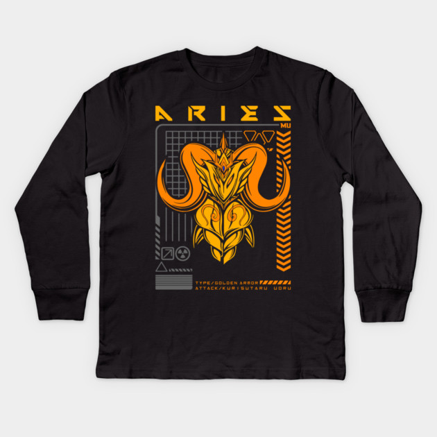 Aries Mu Saint Seiya Futuristic Armor Kids Long Sleeve T-Shirt by Otaku Vibes