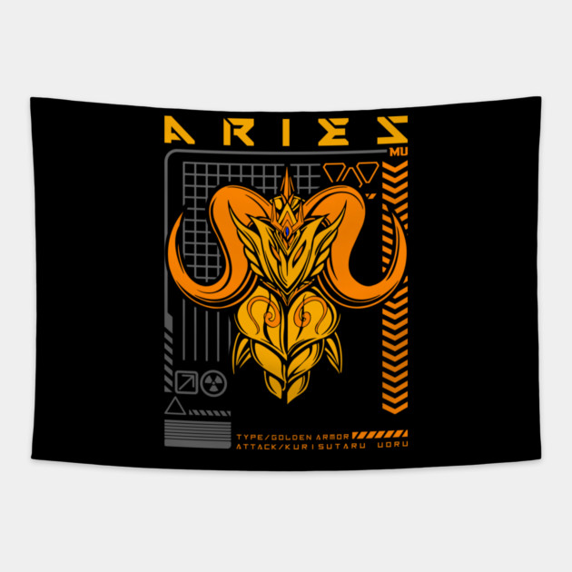 Aries Mu Saint Seiya Futuristic Armor Tapestry by Otaku Vibes